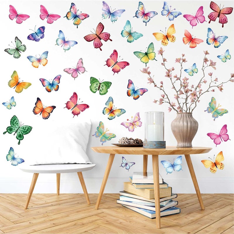 CharmFlo Large Butterfly Wall Decals 8 Sheets 62PCS Watercolor Wall Stickers Removable Peel & Stick for Kids Room Nursery Wall Art Girls Room Bedroom Décor - Image 4